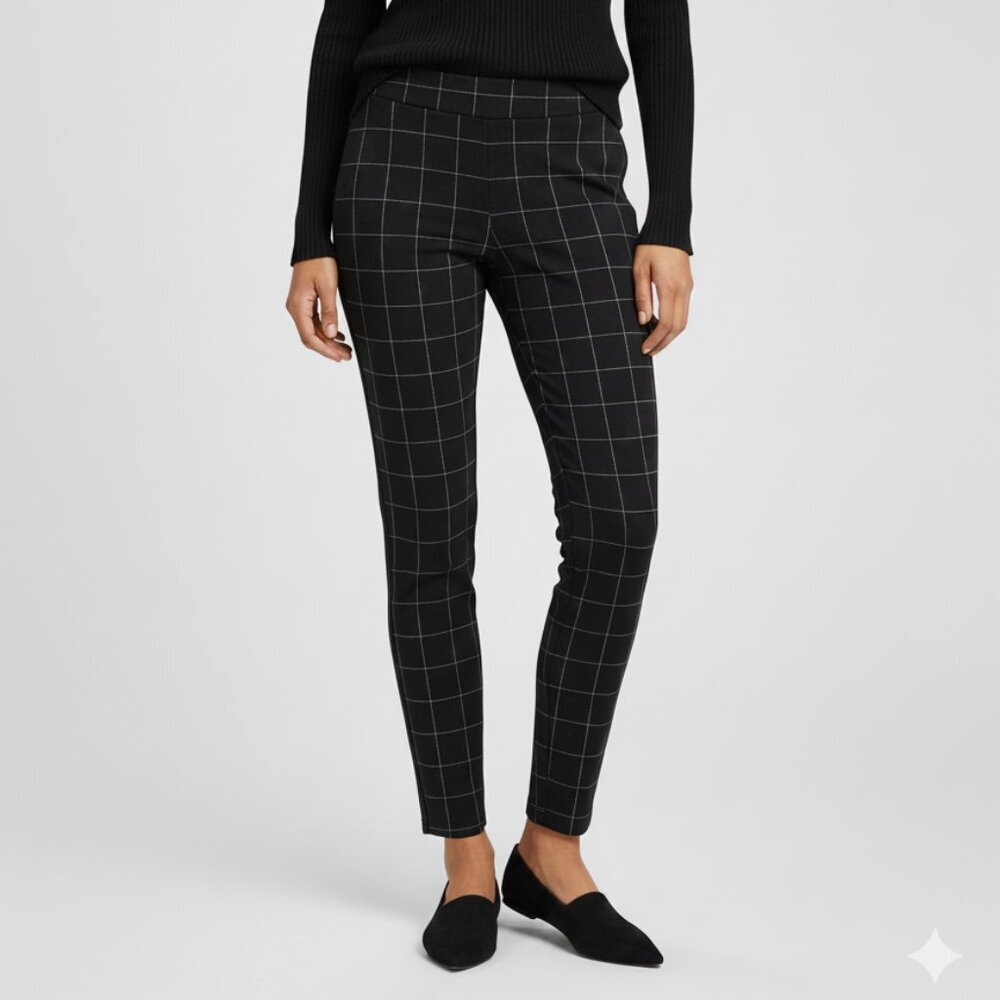 Zac & Rachel Small Black Stretch Pants with White Side Stripe Pull On Comfort
